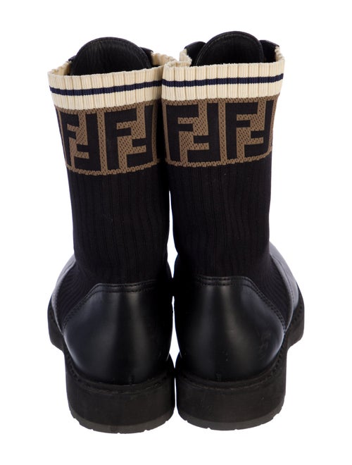 Fendi Zucca FF Logo Leather Combat Boots
