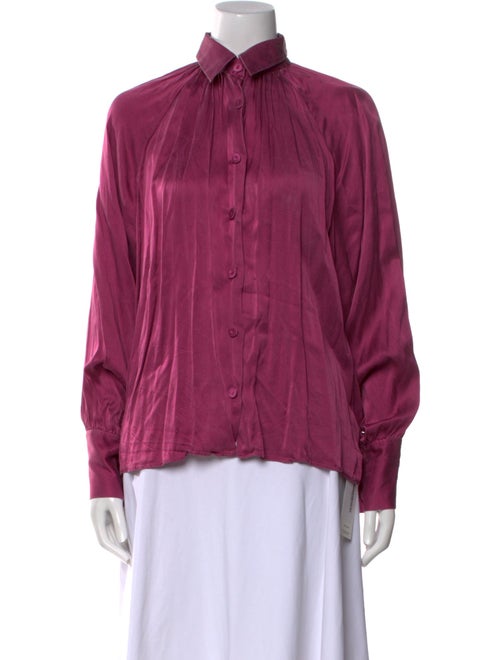 Fendi Silk Mock Neck Button-Up Top