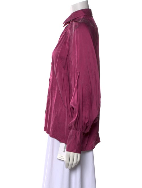 Fendi Silk Mock Neck Button-Up Top