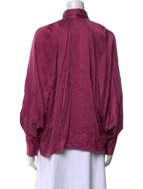 Fendi Silk Mock Neck Button-Up Top