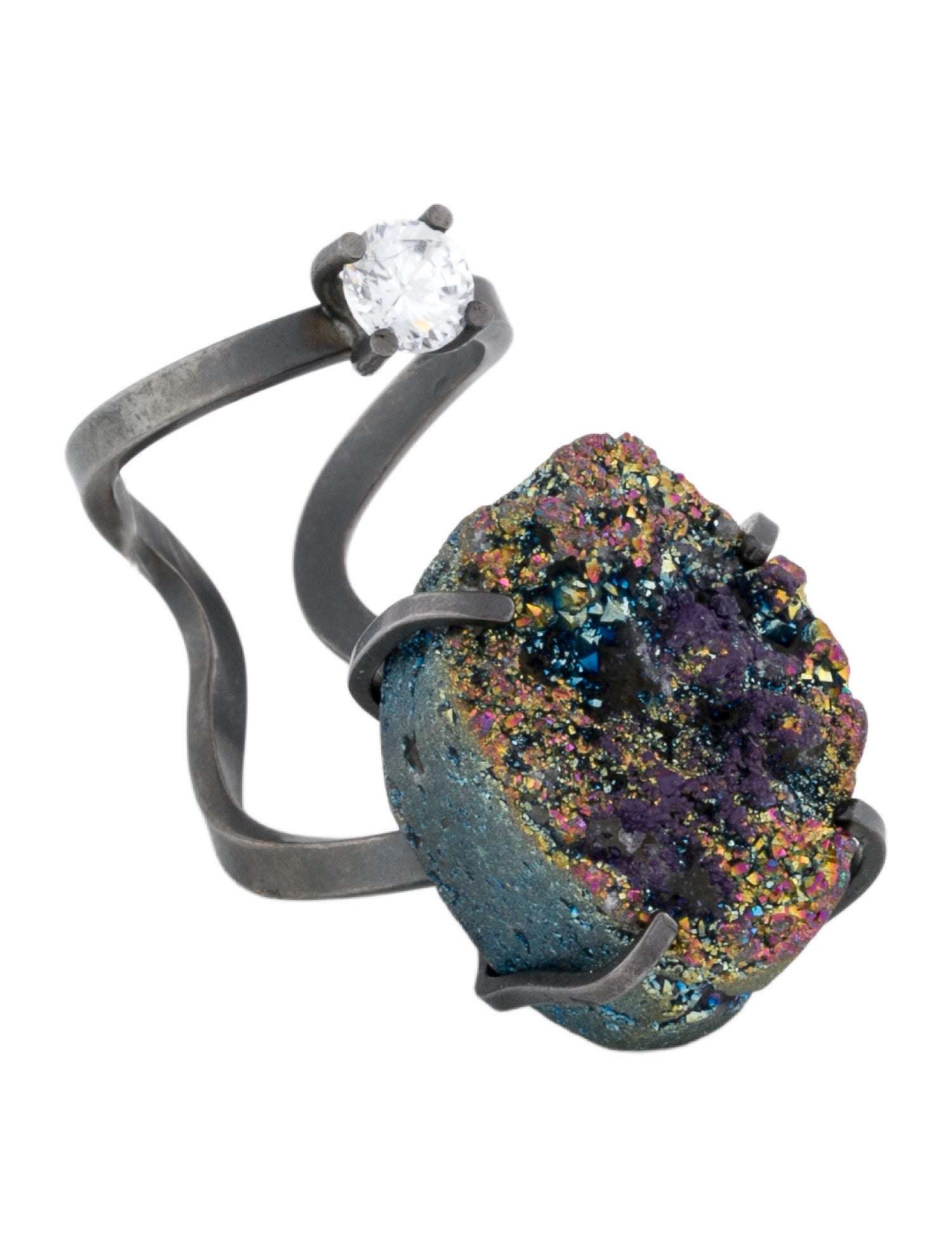 Fendi Crystal Open Double Ring