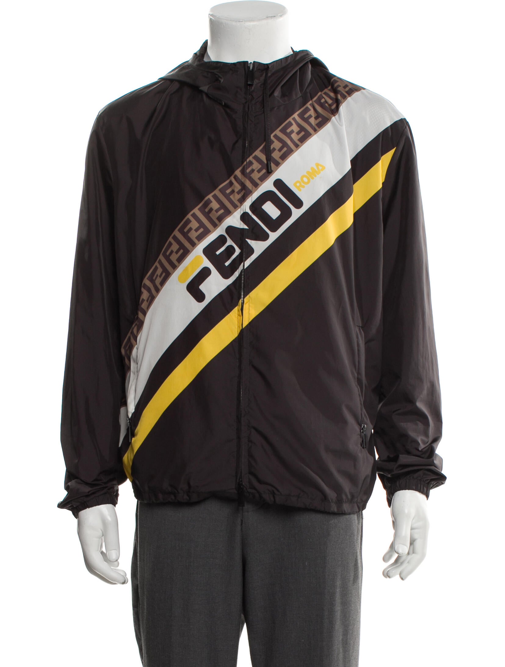 Fendi Zucca FF Logo Striped Windbreaker