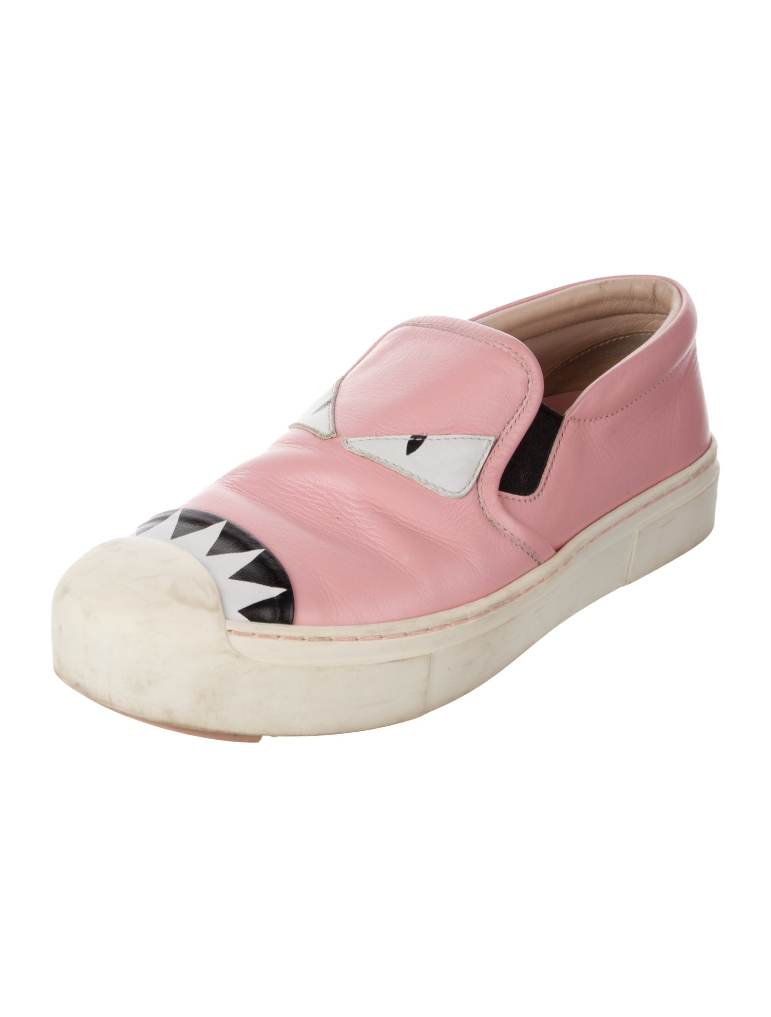 Fendi Monsters Motif Leather Sneakers