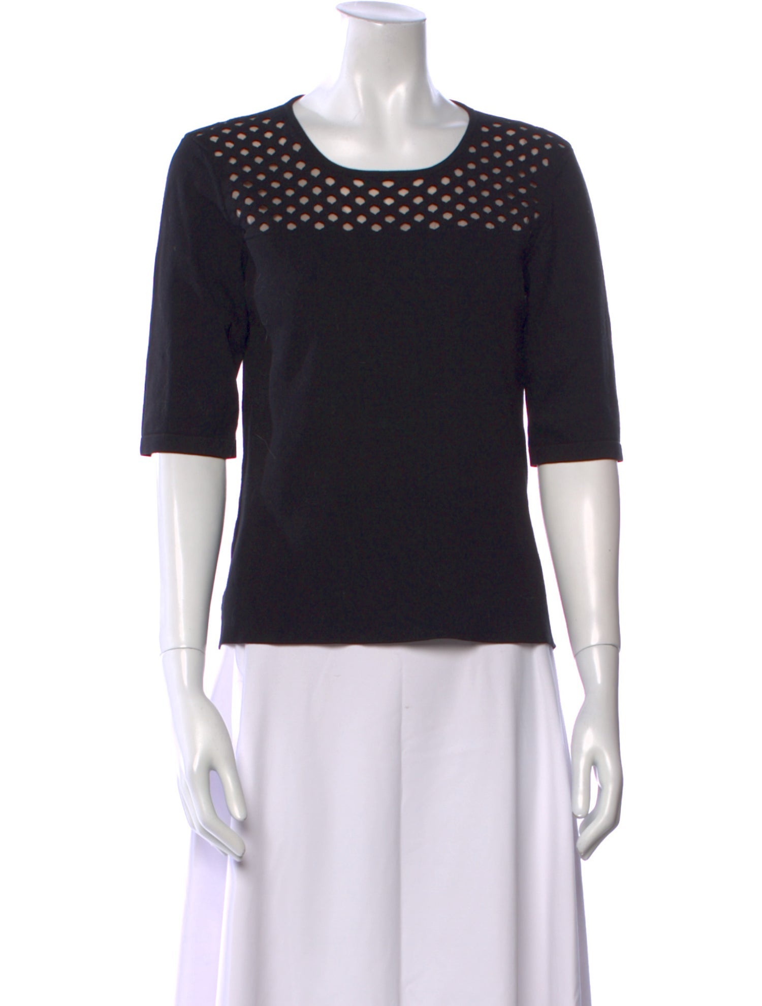 Fendi Crew Neck Three-Quarter Sleeve Top