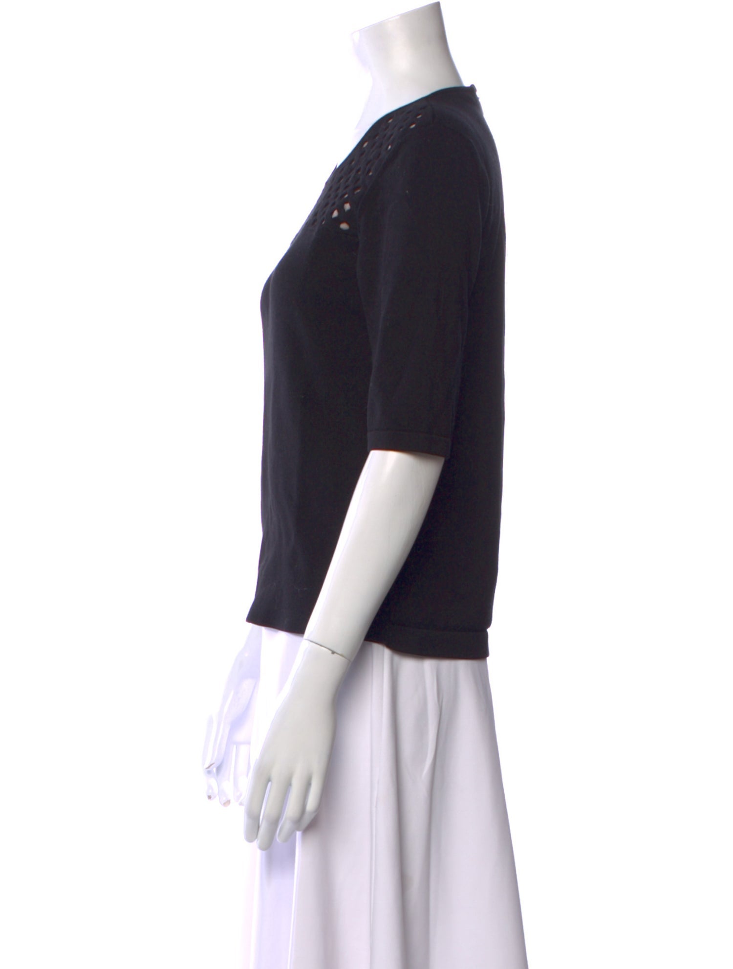 Fendi Crew Neck Three-Quarter Sleeve Top