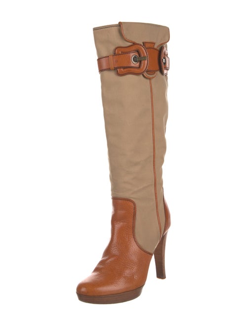 Fendi Canvas Colorblock Pattern Boots