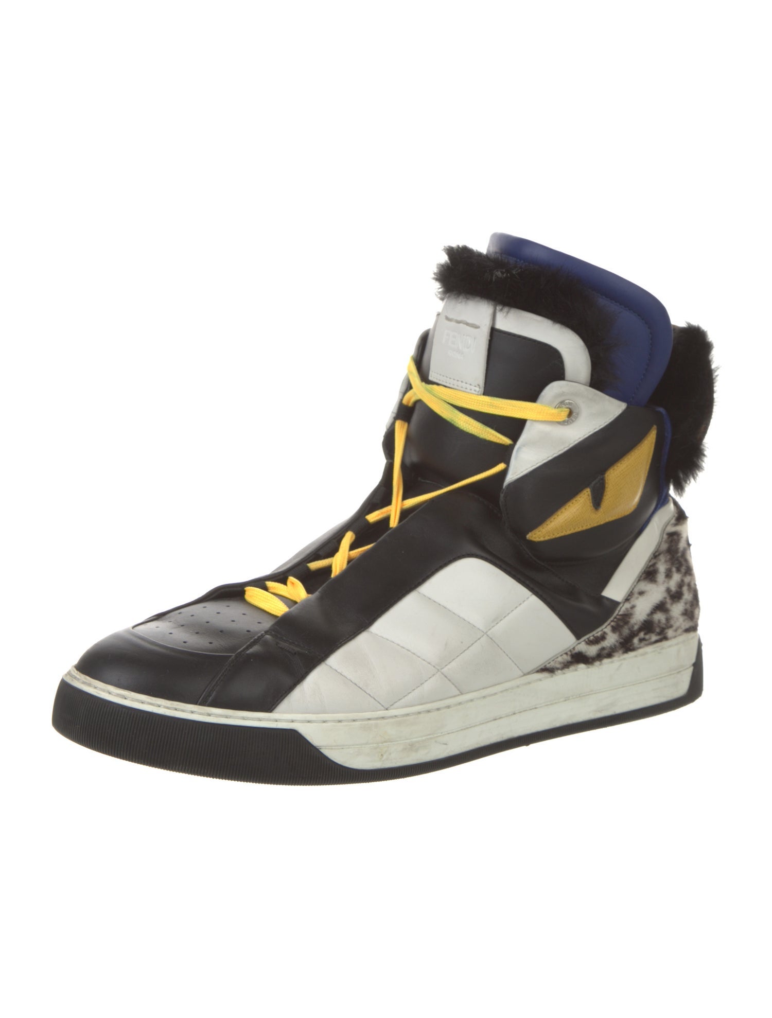 Fendi Monsters Motif Leather Sneakers