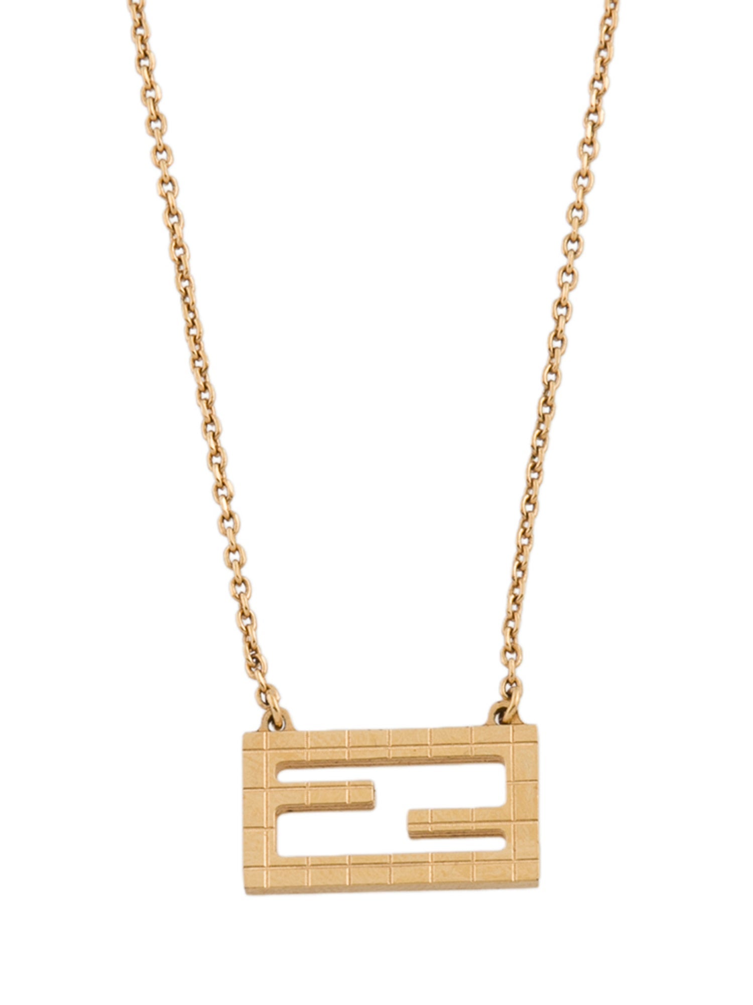 Fendi Logo Baguette Pendant Necklace