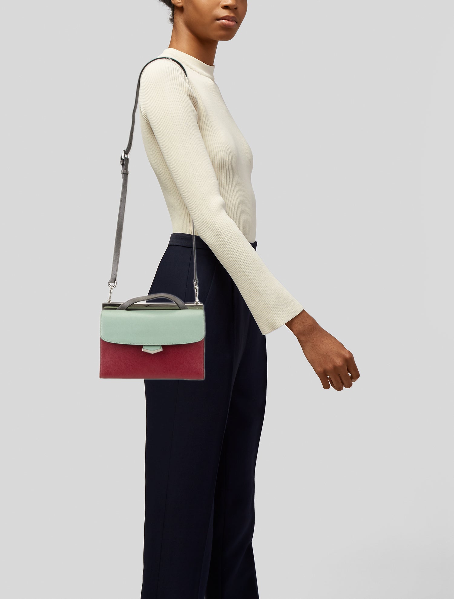 Fendi Leather Demi Jour Tricolor Bag Small