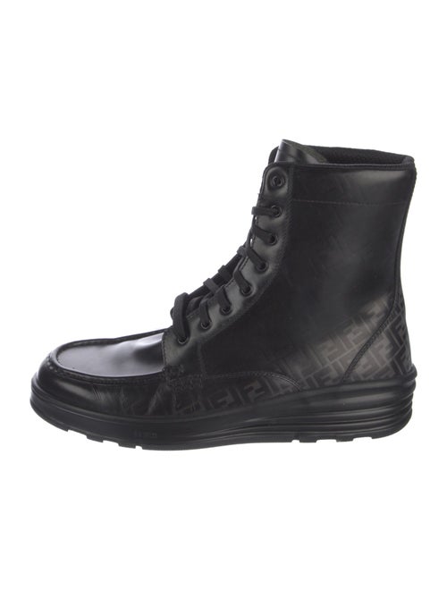 Fendi Zucca FF Logo Leather Combat Boots