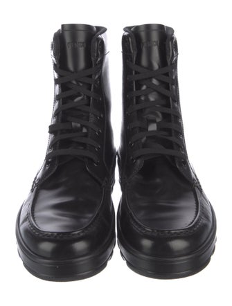 Fendi Zucca FF Logo Leather Combat Boots