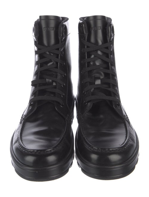 Fendi Zucca FF Logo Leather Combat Boots