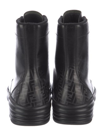 Fendi Zucca FF Logo Leather Combat Boots