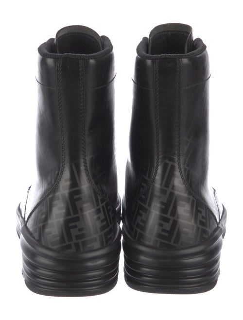 Fendi Zucca FF Logo Leather Combat Boots