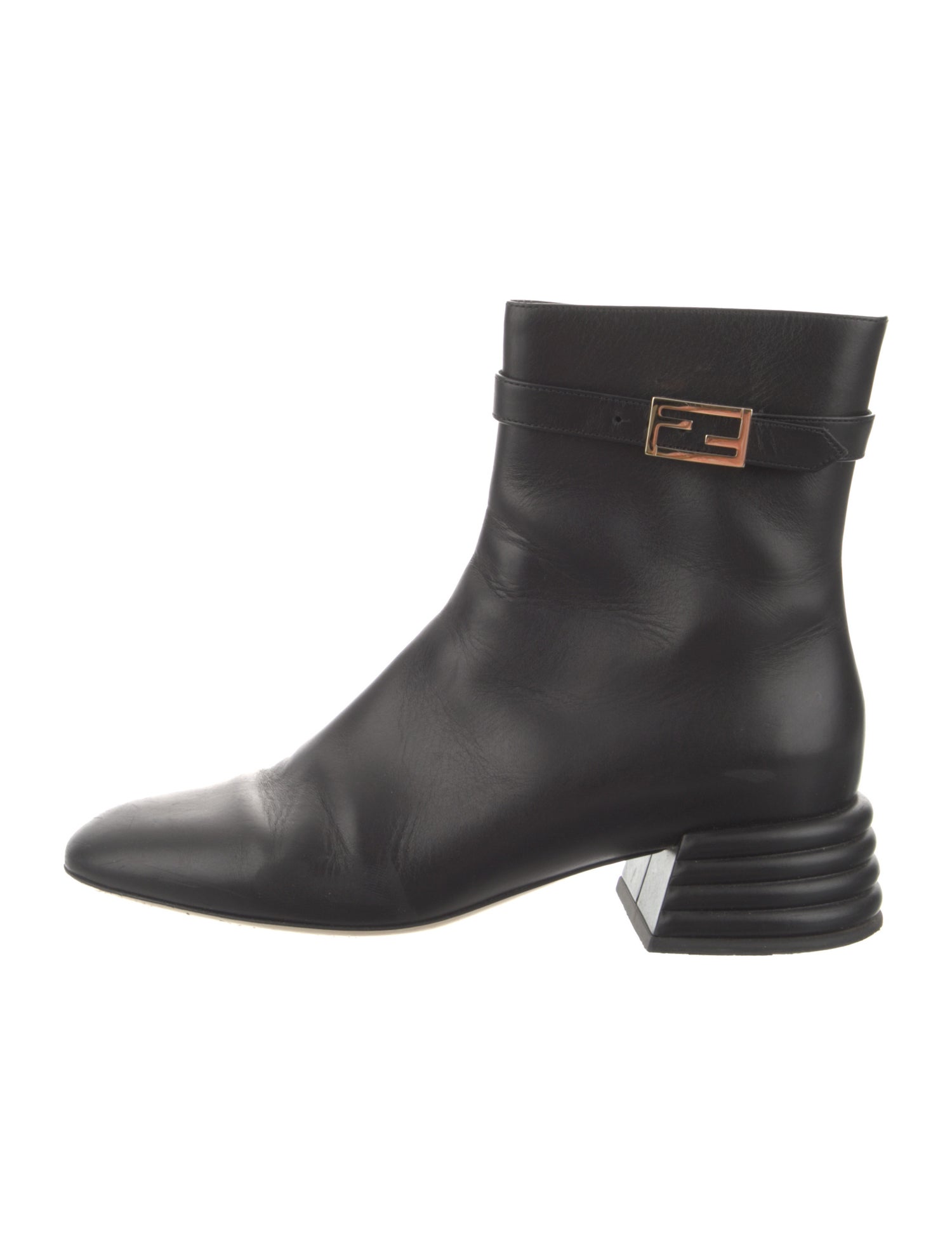 Fendi Leather Zucca Chelsea Boots Black