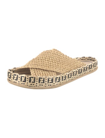 Fendi Zucca FF Logo Raffia Espadrilles