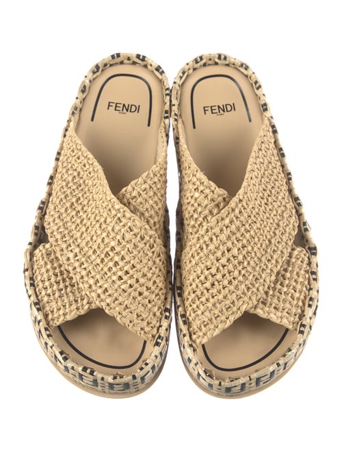 Fendi Zucca FF Logo Raffia Espadrilles