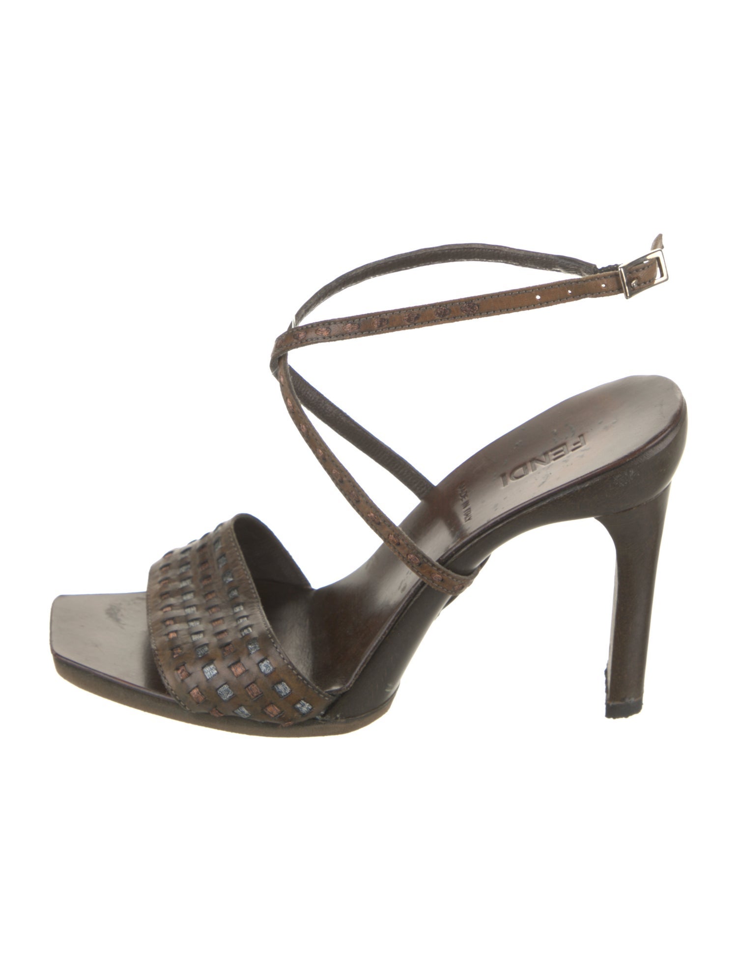 Fendi Zucca FF Logo Leather Sandals