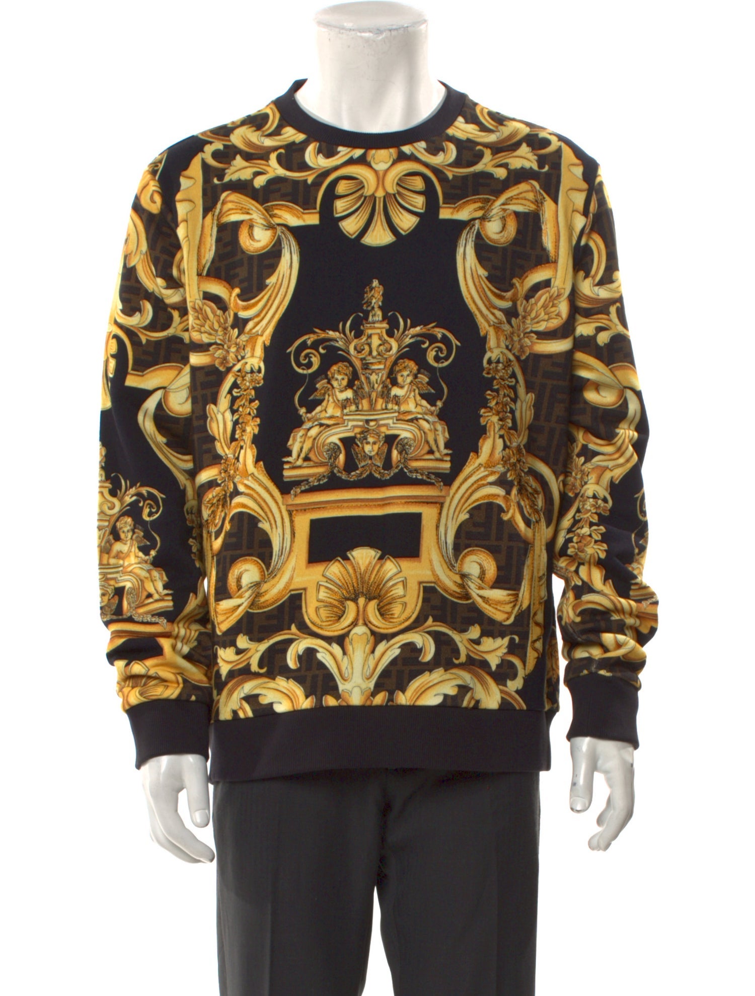 Fendace Zucca FF Logo Printed Pullover w/ Tags