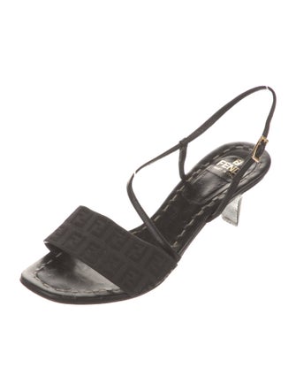 Fendi Zucca FF Logo Canvas Slingback Sandals