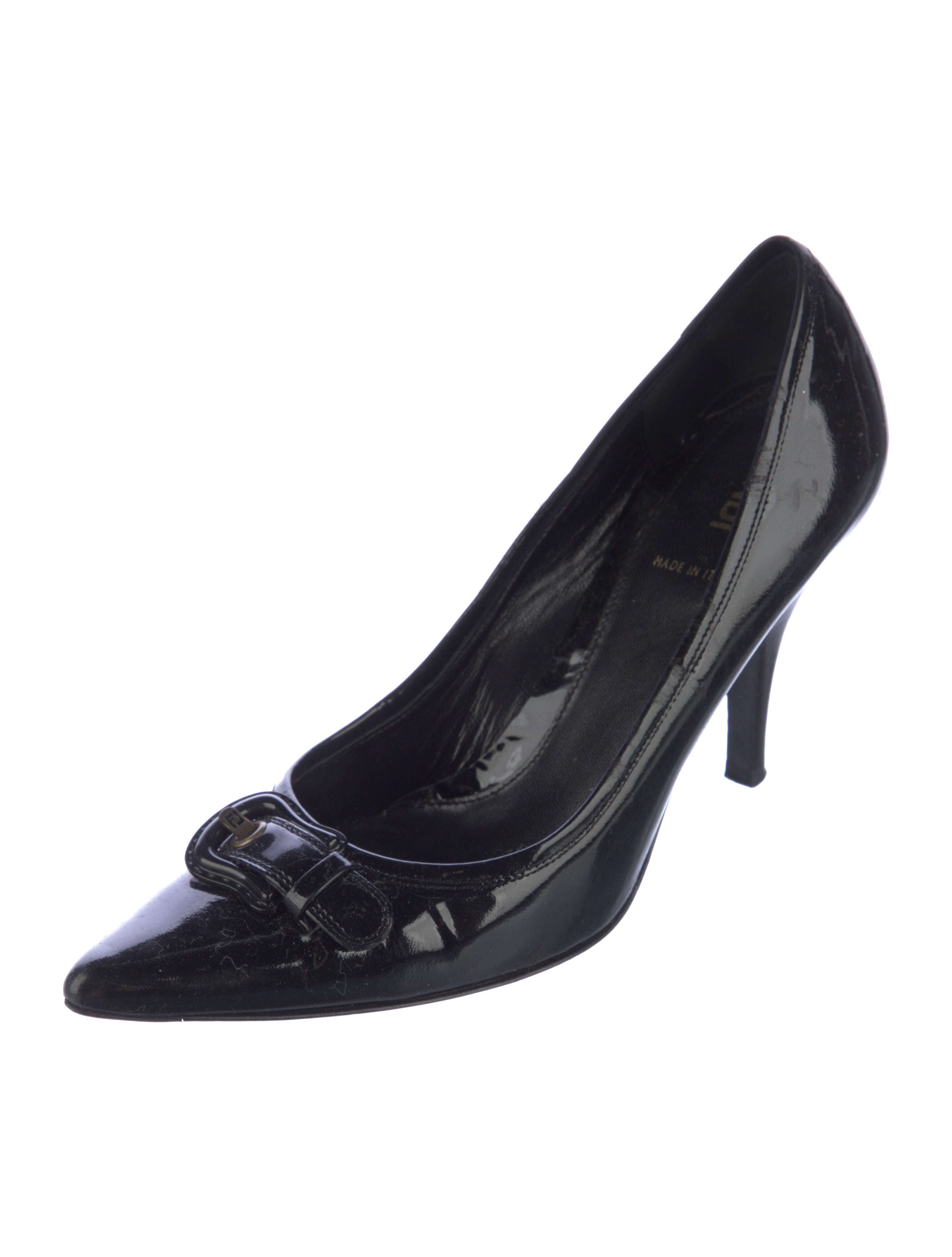 Fendi Zucca FF Logo Patent Leather Pumps