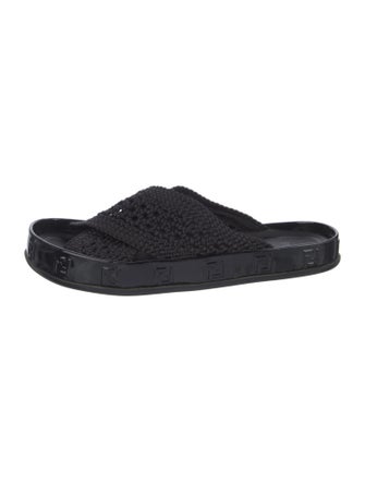 Fendi Zucca FF Logo Braided Accents Slides