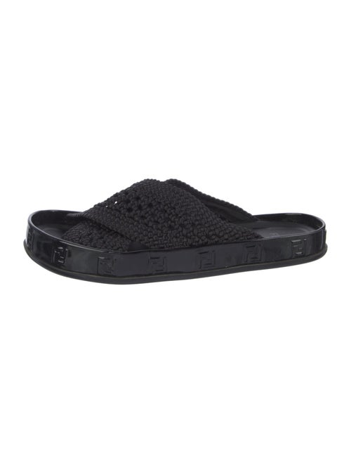 Fendi Zucca FF Logo Braided Accents Slides