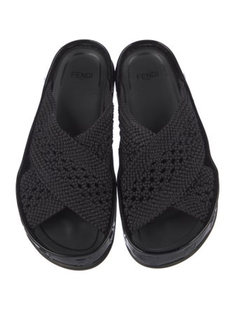 Fendi Zucca FF Logo Braided Accents Slides