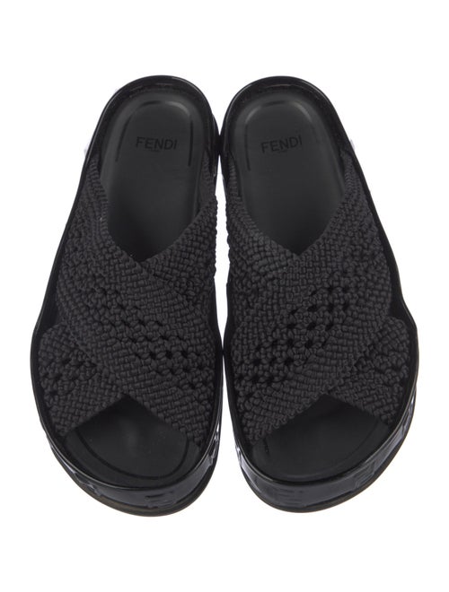 Fendi Zucca FF Logo Braided Accents Slides