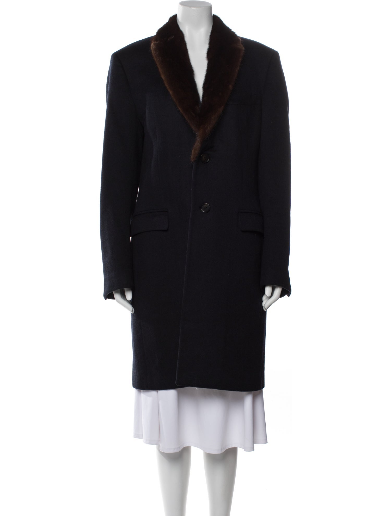 Fendi Wool Faux Fur Coat