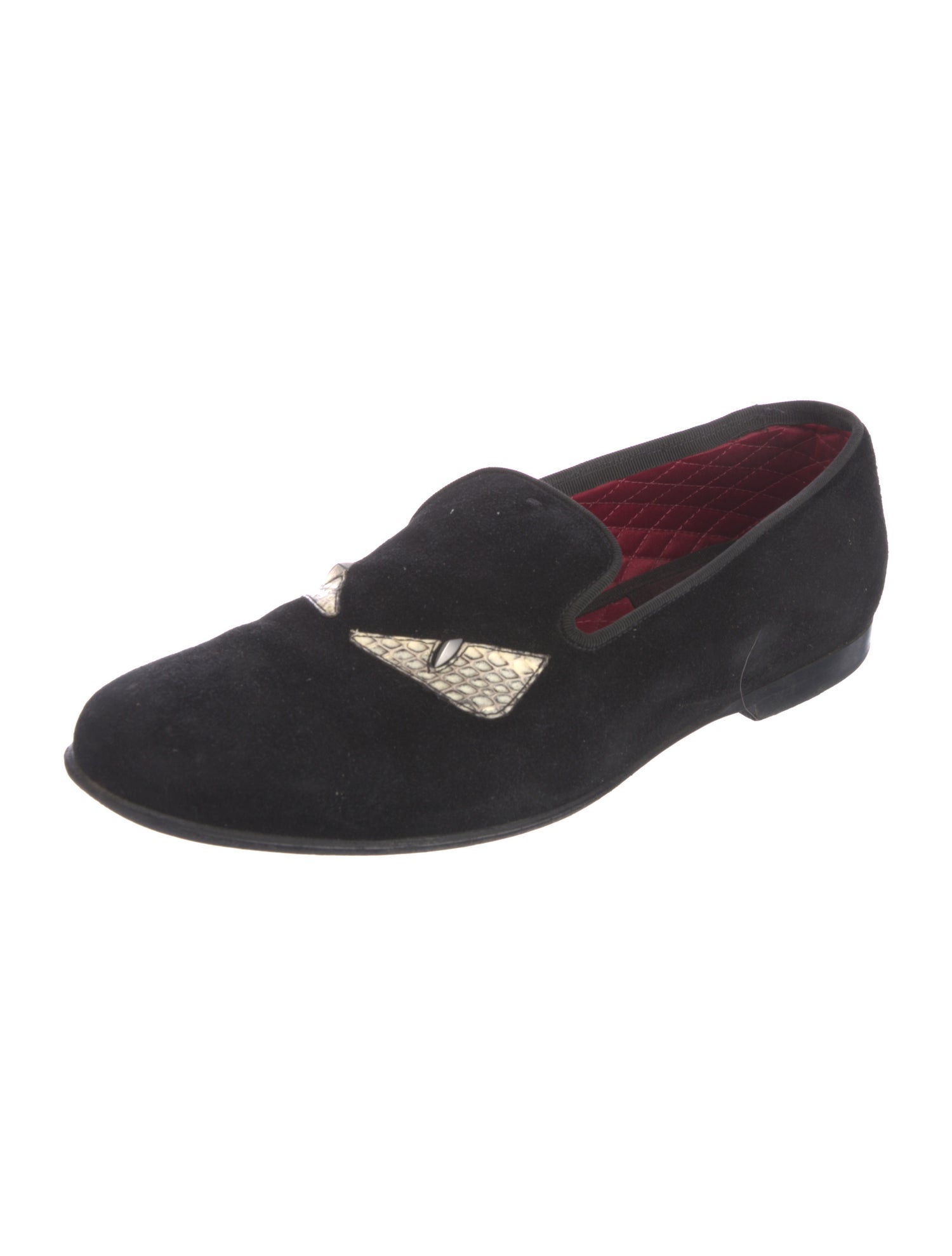 Fendi Karligraphy Accent Suede Slippers