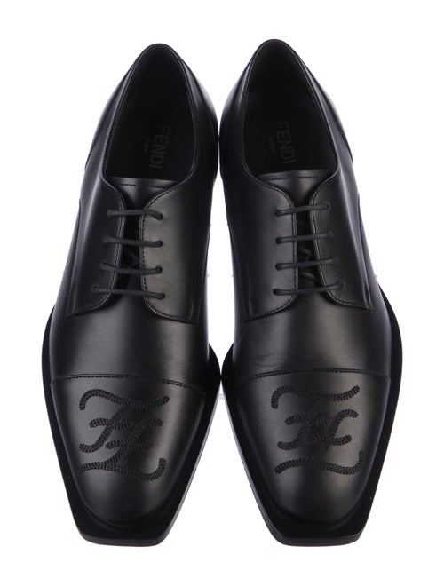 Fendi Leather Embroidered Accent Derby Shoes