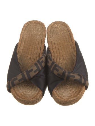 Fendi Zucca FF Logo Satin Espadrilles