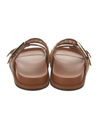 Fendi Raffia Colorblock Pattern Slides