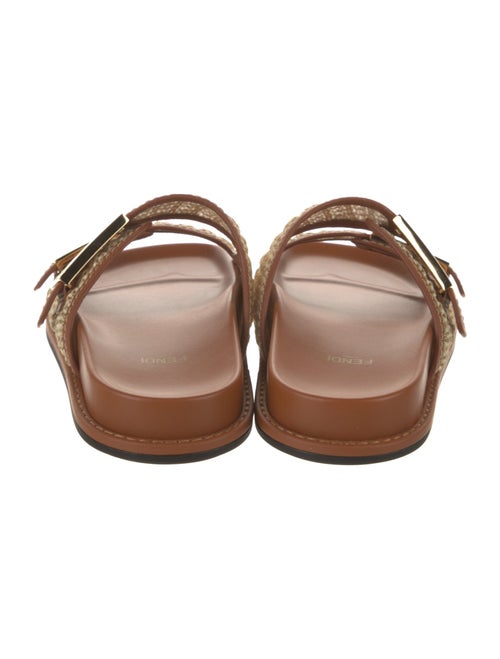 Fendi Raffia Colorblock Pattern Slides