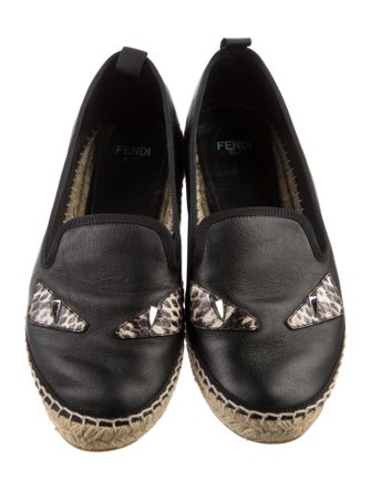 Fendi Monsters Motif Leather Espadrilles