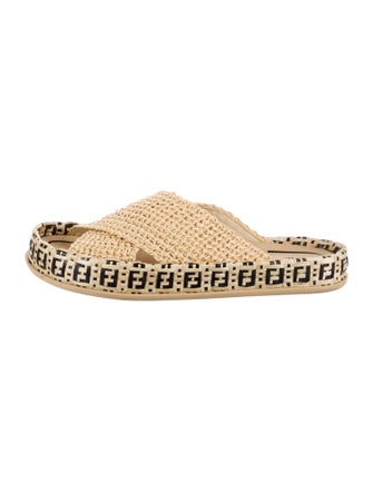 Fendi Zucca FF Logo Straw Espadrilles