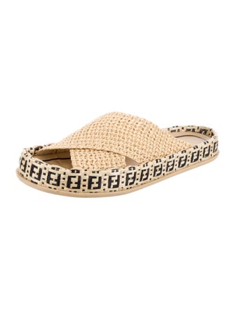 Fendi Zucca FF Logo Straw Espadrilles