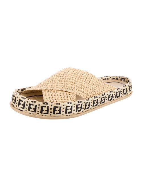 Fendi Zucca FF Logo Straw Espadrilles