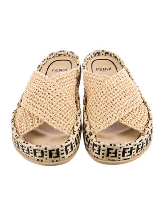 Fendi Zucca FF Logo Straw Espadrilles