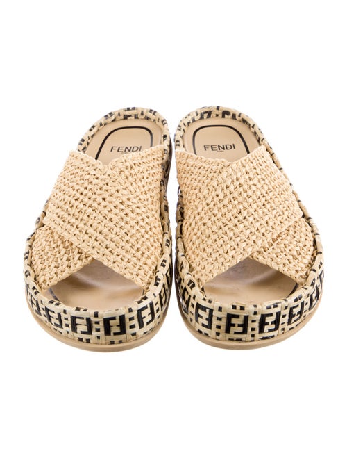 Fendi Zucca FF Logo Straw Espadrilles