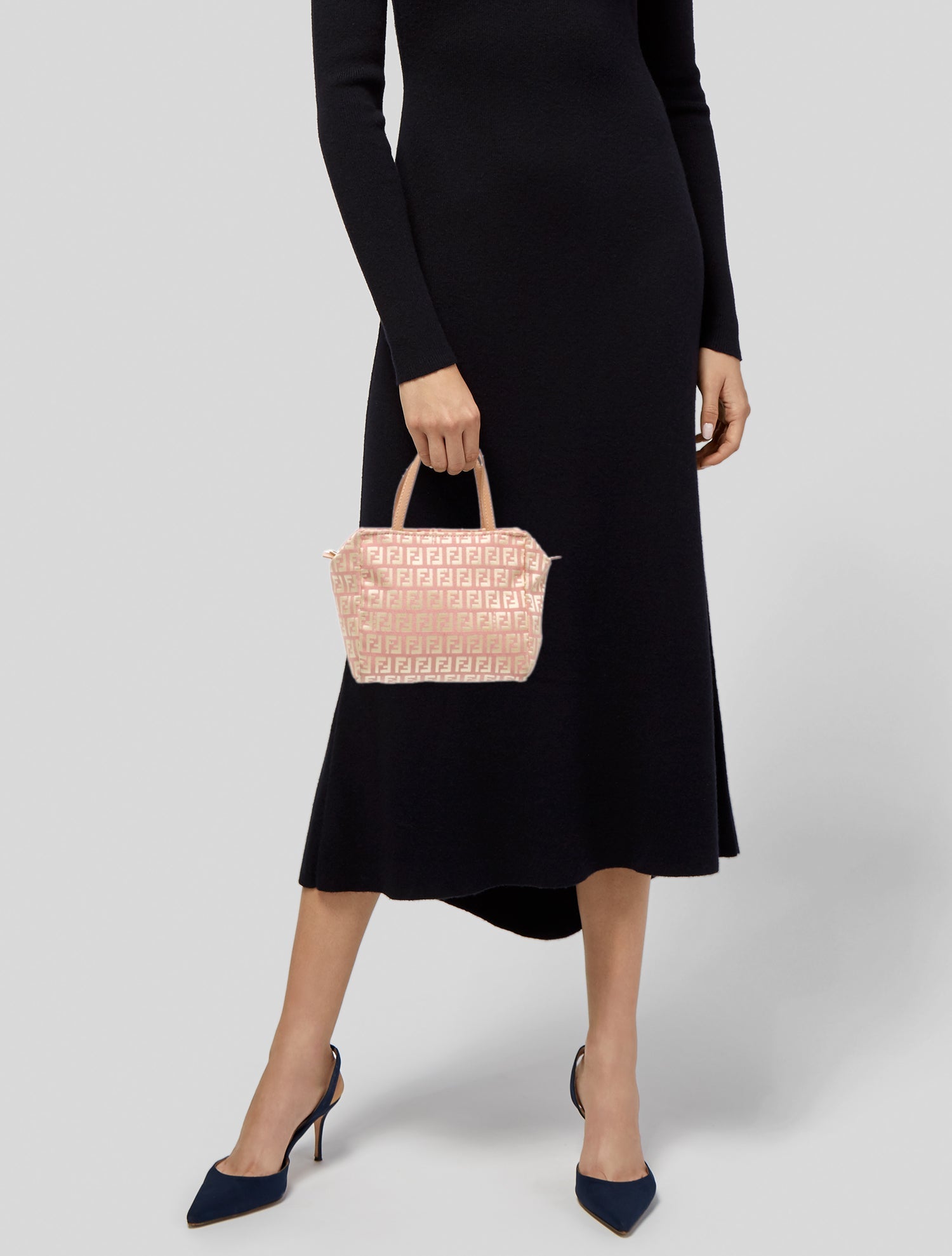 Fendi Zucchino FF Top Handle Bag Mini Vintage