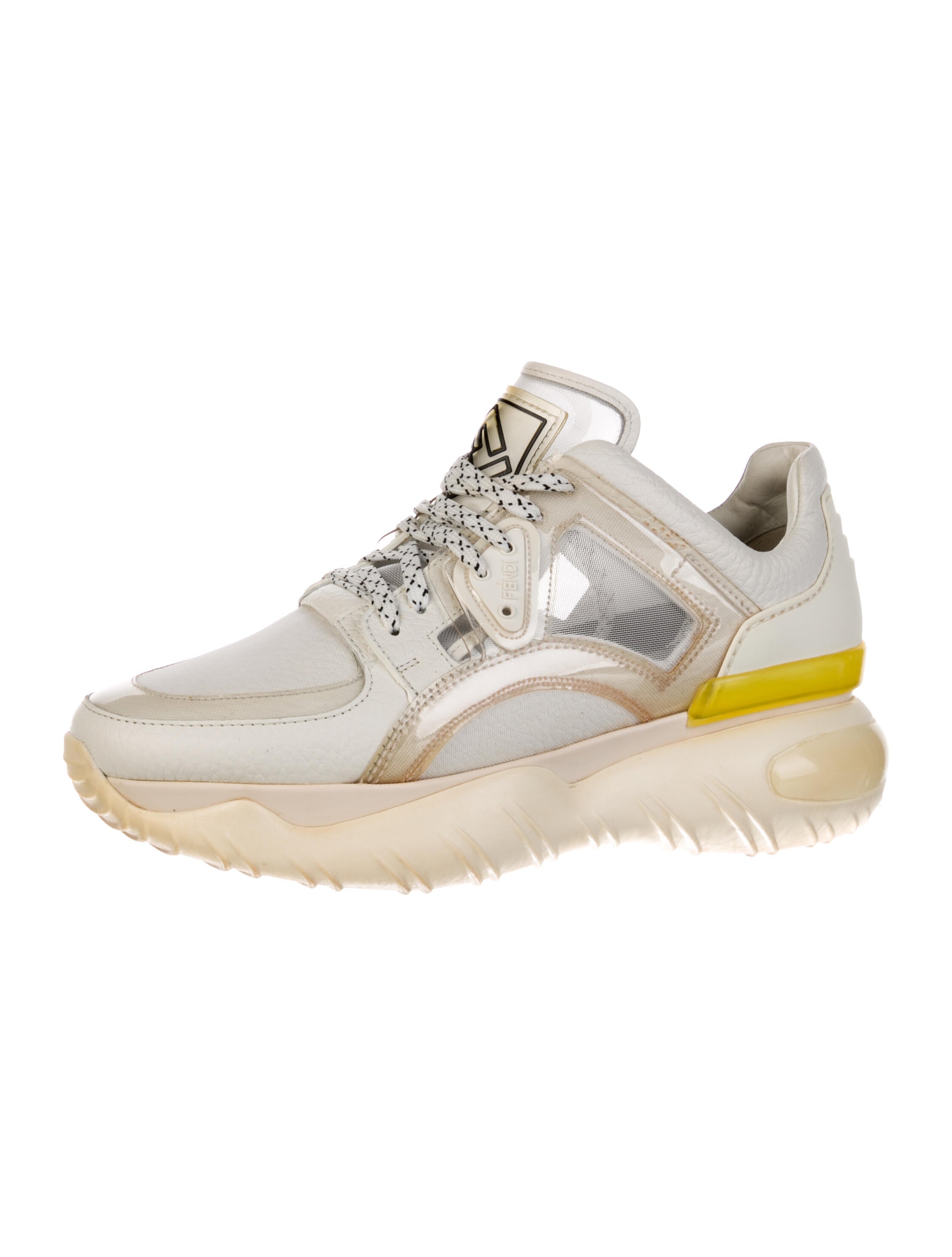 Fendi Leather Colorblock Pattern Sneakers