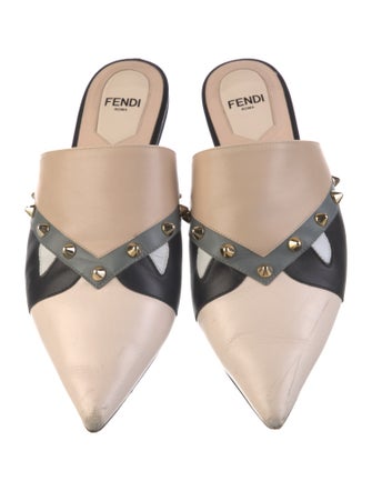 Fendi Monsters Motif Leather Mules