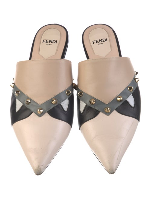 Fendi Monsters Motif Leather Mules