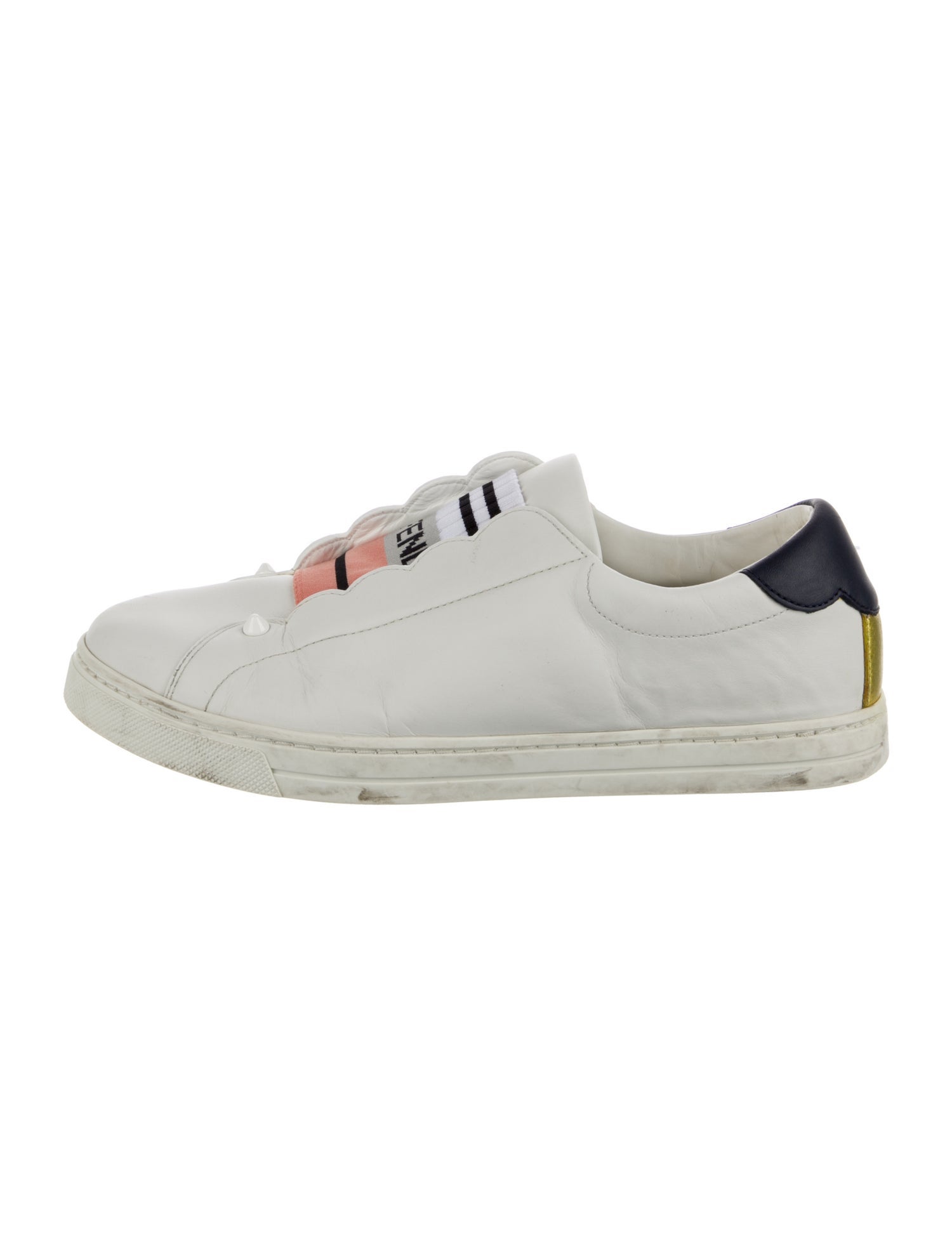Fendi Leather Studded Accents Sneakers