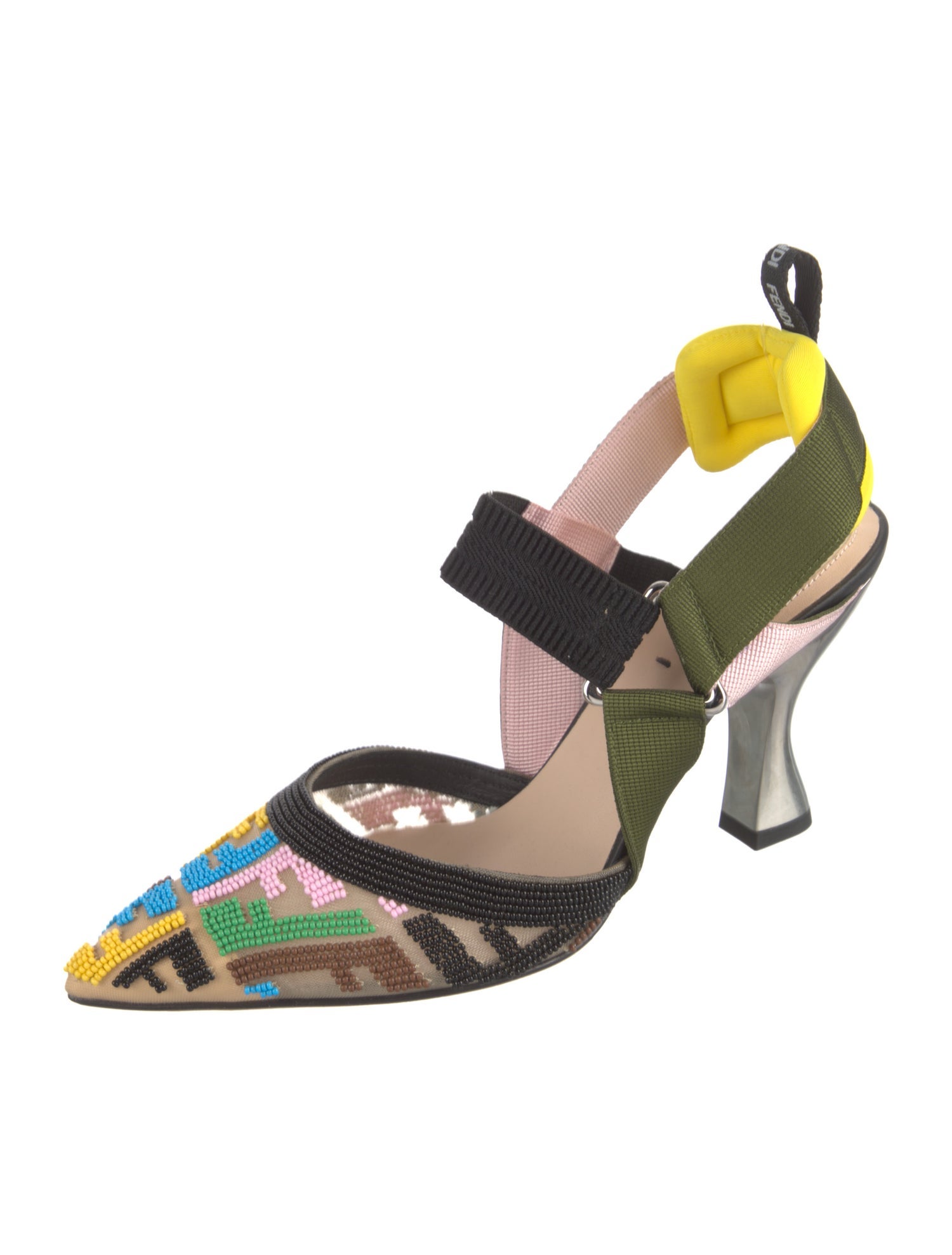 Fendi Zucca FF Logo Mesh Slingback Pumps