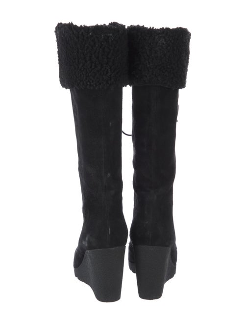 Fendi Suede Fur Trim Lace-Up Boots