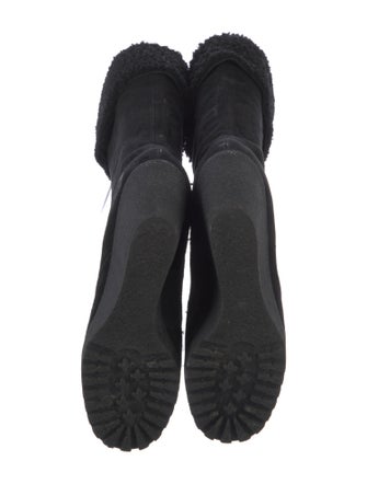 Fendi Suede Fur Trim Lace-Up Boots