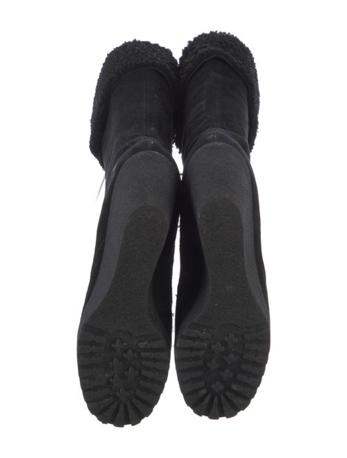 Fendi Suede Fur Trim Lace-Up Boots